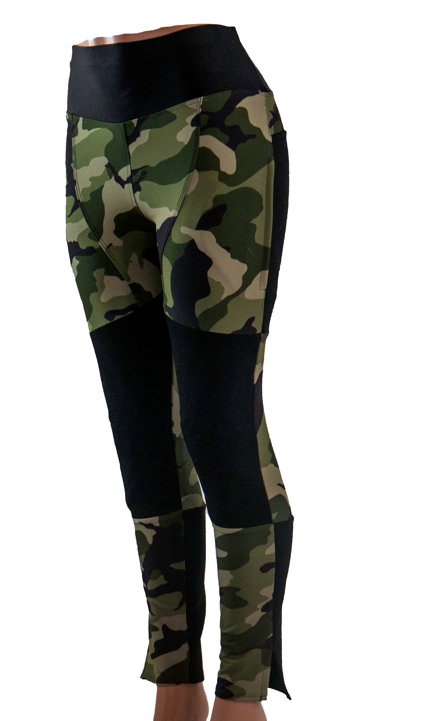 Camo mountain bike pants for women, durable and stretchable, G-Form pad not included.